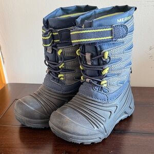 Merrell Kids Navy and Lime Snow Boots